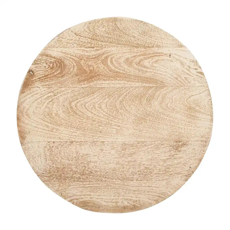 Mesa auxiliar redonda de madera blanca, 17" de diámetro × 20" de alto