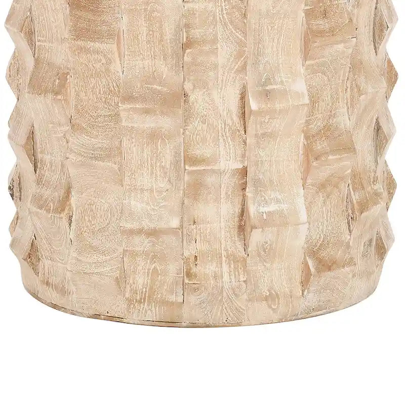 Mesa auxiliar redonda de madera blanca, 17" de diámetro × 20" de alto
