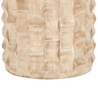 Mesa auxiliar redonda de madera blanca, 17" de diámetro × 20" de alto