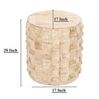 Mesa auxiliar redonda de madera blanca, 17" de diámetro × 20" de alto