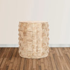 Mesa auxiliar redonda de madera blanca, 17" de diámetro × 20" de alto
