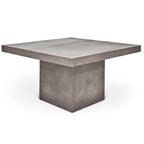 Mesa de comedor rectangular de altura de mostrador gris oscuro para 4 a 6 personas, estilo pedestal de hormigón