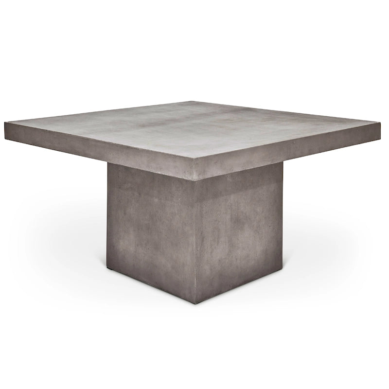 Mesa de comedor rectangular de altura de mostrador gris oscuro para 4 a 6 personas, estilo pedestal de hormigón