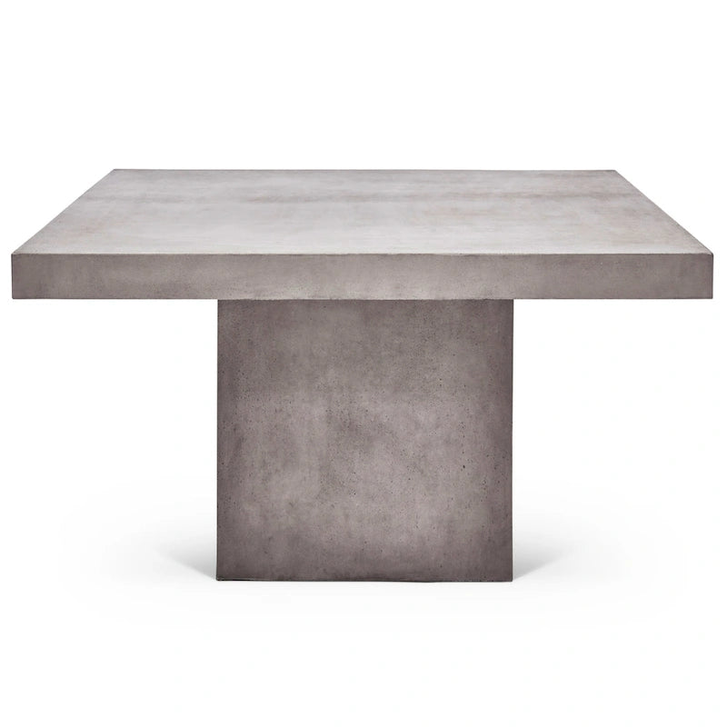 Mesa de comedor rectangular de altura de mostrador gris oscuro para 4 a 6 personas, estilo pedestal de hormigón