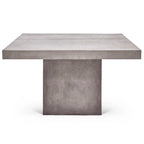 Mesa de comedor rectangular de altura de mostrador gris oscuro para 4 a 6 personas, estilo pedestal de hormigón