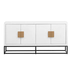 Aparador de almacenamiento de 4 puertas con estantes ajustables | Negro / Azul / Blanco