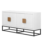 Aparador de almacenamiento de 4 puertas con estantes ajustables | Negro / Azul / Blanco
