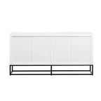 Aparador de almacenamiento de 4 puertas con estantes ajustables | Negro / Azul / Blanco
