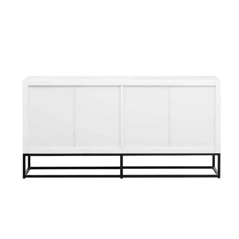 Aparador de almacenamiento de 4 puertas con estantes ajustables | Negro / Azul / Blanco