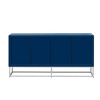 Aparador de almacenamiento de 4 puertas con estantes ajustables | Negro / Azul / Blanco