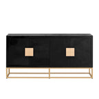 Aparador de almacenamiento de 4 puertas con estantes ajustables | Negro / Azul / Blanco