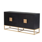Aparador de almacenamiento de 4 puertas con estantes ajustables | Negro / Azul / Blanco