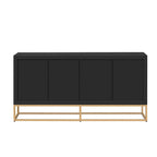Aparador de almacenamiento de 4 puertas con estantes ajustables | Negro / Azul / Blanco