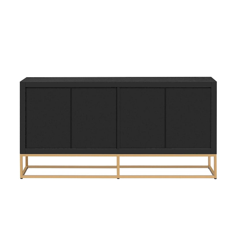 Aparador de almacenamiento de 4 puertas con estantes ajustables | Negro / Azul / Blanco