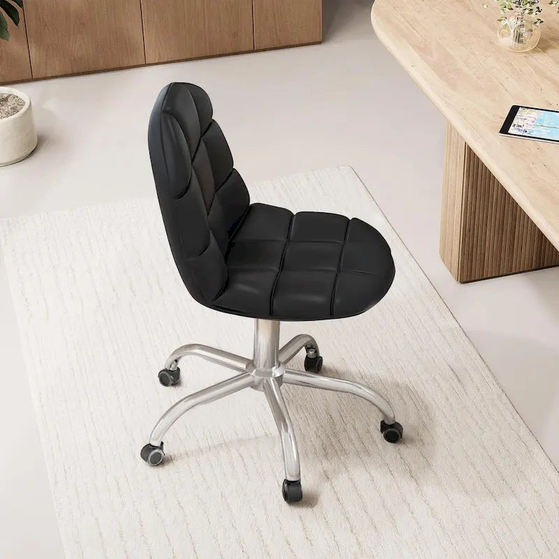 Silla de oficina ajustable con ruedas, individual, moderna, sin brazos, en blanco y negro
