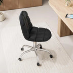 Silla de oficina ajustable con ruedas, individual, moderna, sin brazos, en blanco y negro