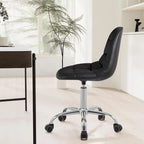 Silla de oficina ajustable con ruedas, individual, moderna, sin brazos, en blanco y negro