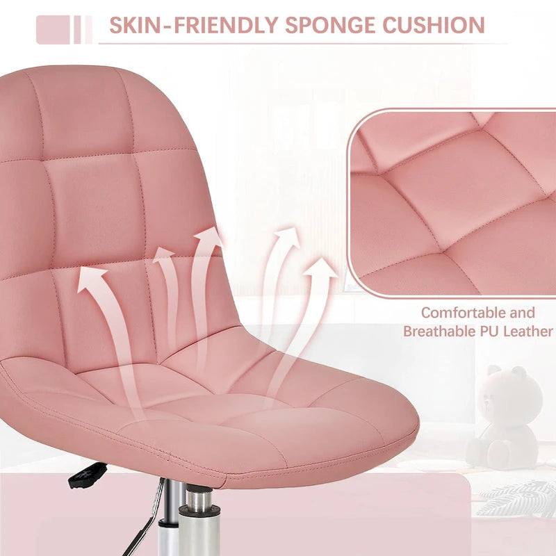 Silla de oficina ajustable con ruedas, individual, moderna, sin brazos, en blanco y negro