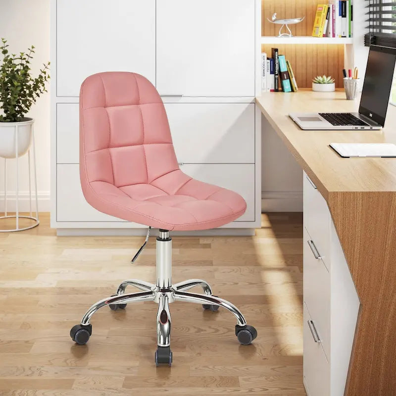 Silla de oficina ajustable con ruedas, individual, moderna, sin brazos, en blanco y negro