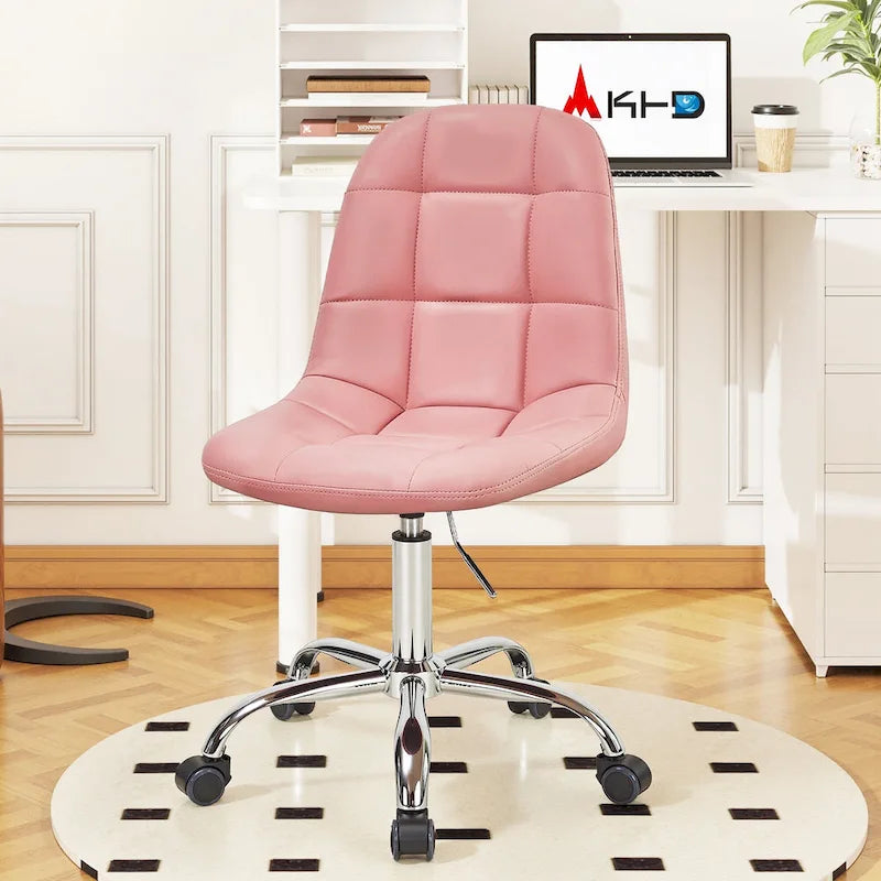 Silla de oficina ajustable con ruedas, individual, moderna, sin brazos, en blanco y negro