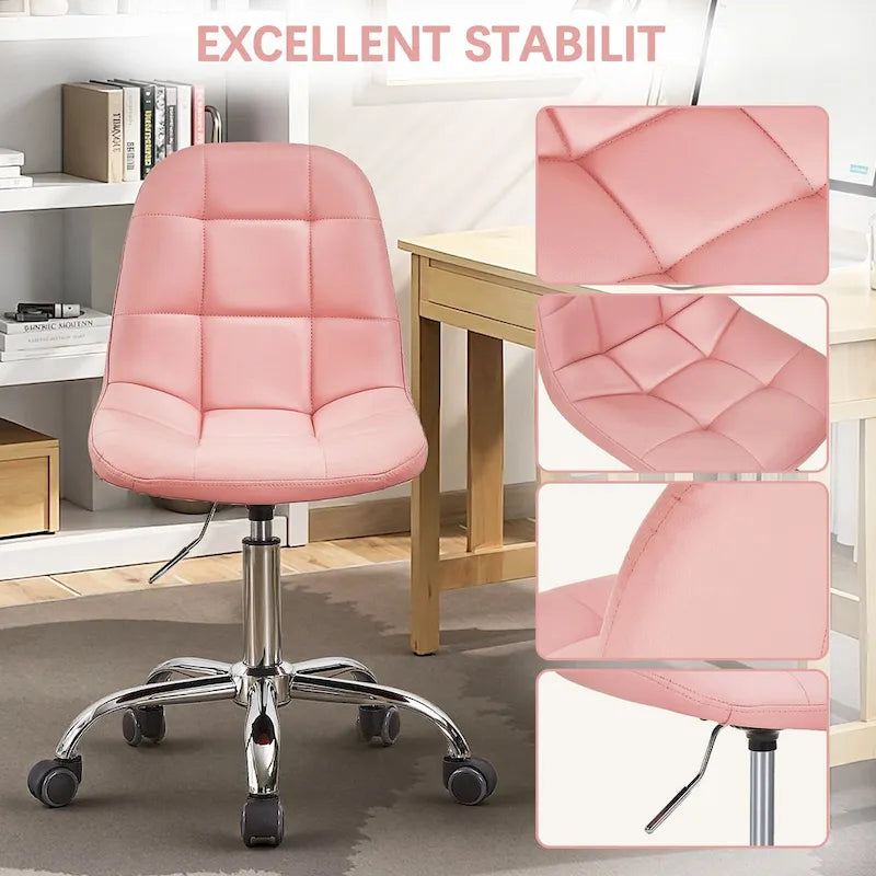 Silla de oficina ajustable con ruedas, individual, moderna, sin brazos, en blanco y negro