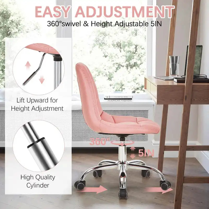 Silla de oficina ajustable con ruedas, individual, moderna, sin brazos, en blanco y negro
