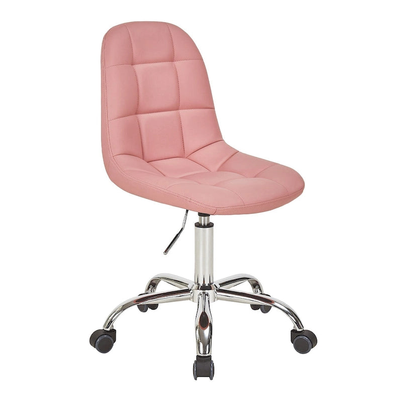 Silla de oficina ajustable con ruedas, individual, moderna, sin brazos, en blanco y negro