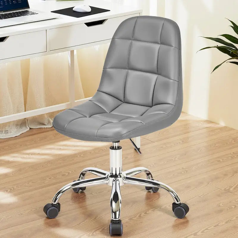 Silla de oficina ajustable con ruedas, individual, moderna, sin brazos, en blanco y negro