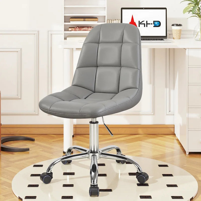 Silla de oficina ajustable con ruedas, individual, moderna, sin brazos, en blanco y negro