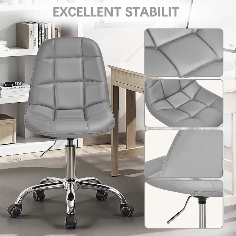 Silla de oficina ajustable con ruedas, individual, moderna, sin brazos, en blanco y negro