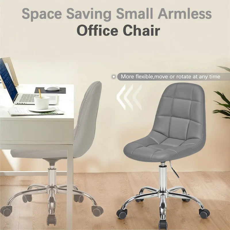 Silla de oficina ajustable con ruedas, individual, moderna, sin brazos, en blanco y negro