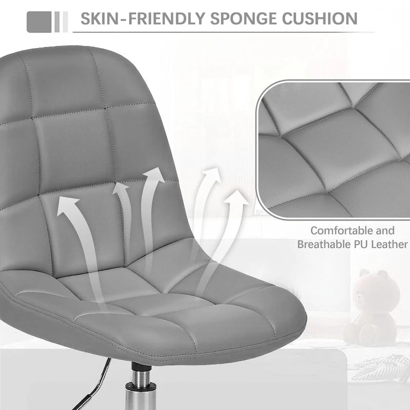 Silla de oficina ajustable con ruedas, individual, moderna, sin brazos, en blanco y negro