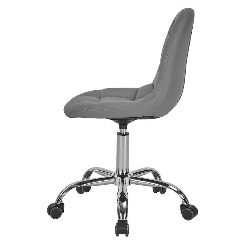 Silla de oficina ajustable con ruedas, individual, moderna, sin brazos, en blanco y negro