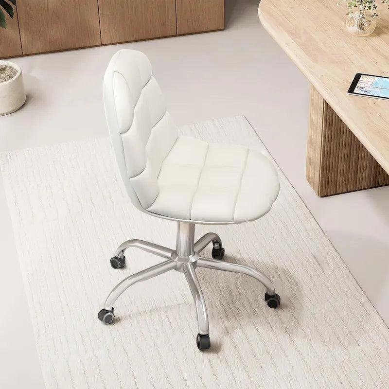 Silla de oficina ajustable con ruedas, individual, moderna, sin brazos, en blanco y negro