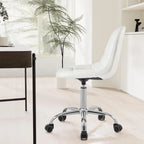 Silla de oficina ajustable con ruedas, individual, moderna, sin brazos, en blanco y negro