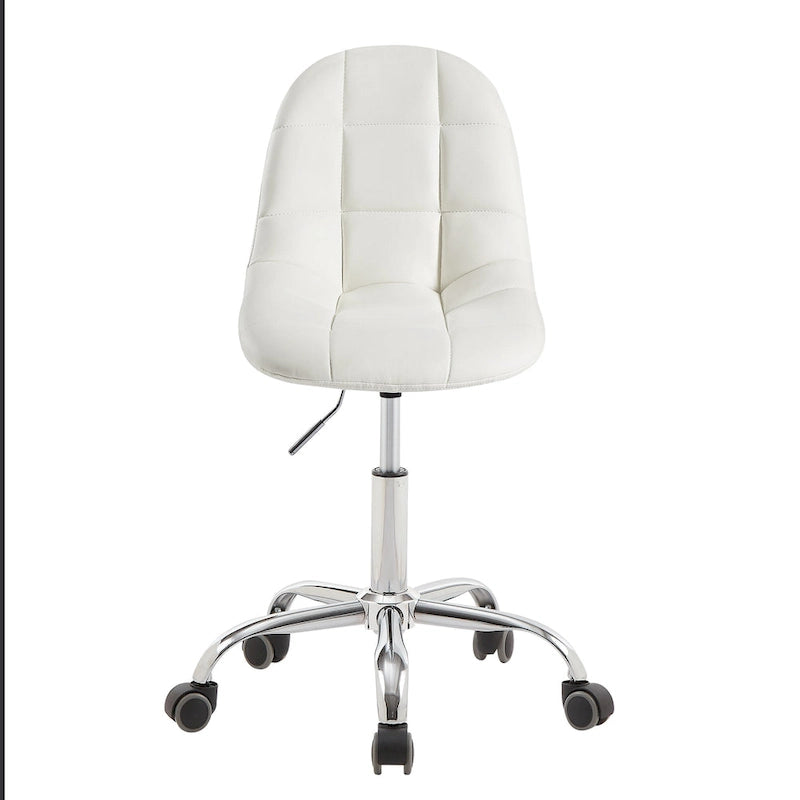Silla de oficina ajustable con ruedas, individual, moderna, sin brazos, en blanco y negro