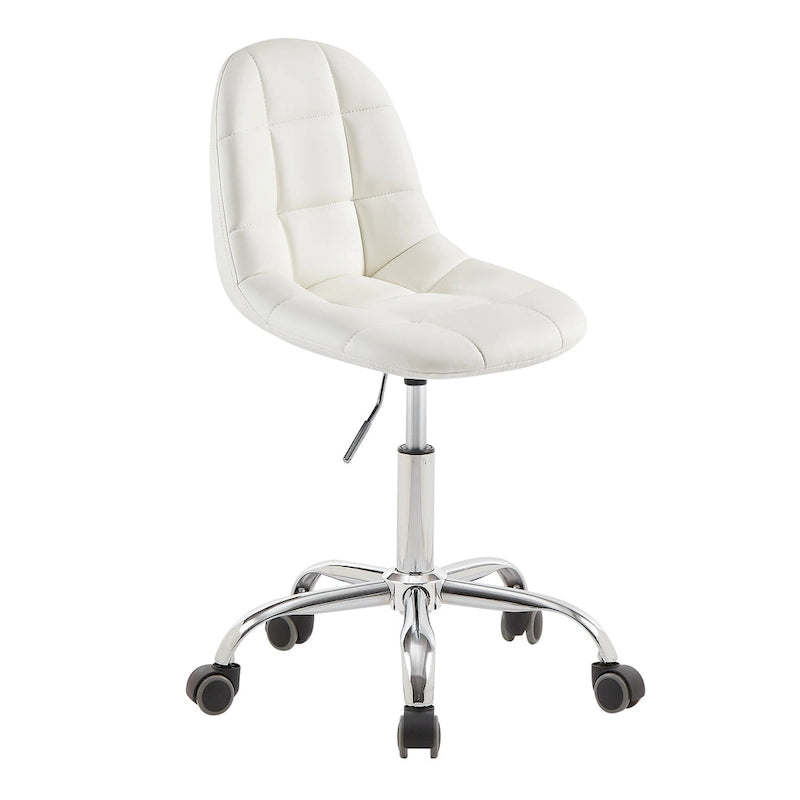 Silla de oficina ajustable con ruedas, individual, moderna, sin brazos, en blanco y negro
