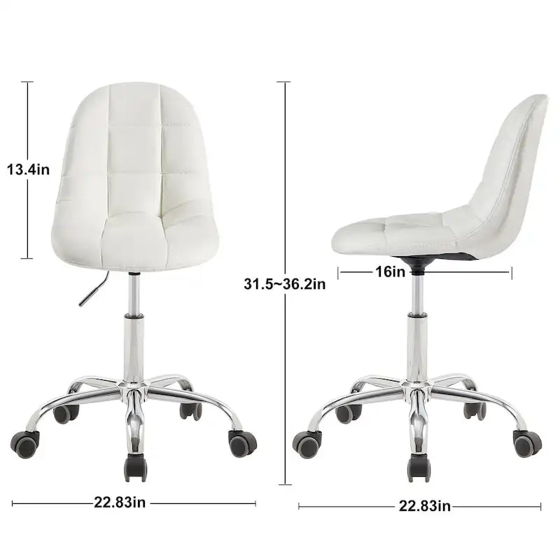 Silla de oficina ajustable con ruedas, individual, moderna, sin brazos, en blanco y negro