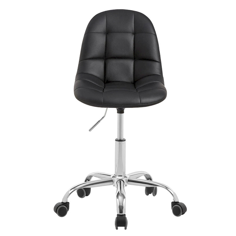 Silla de oficina ajustable con ruedas, individual, moderna, sin brazos, en blanco y negro