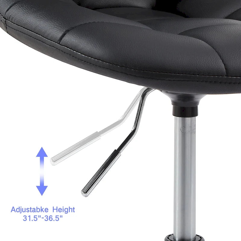 Silla de oficina ajustable con ruedas, individual, moderna, sin brazos, en blanco y negro