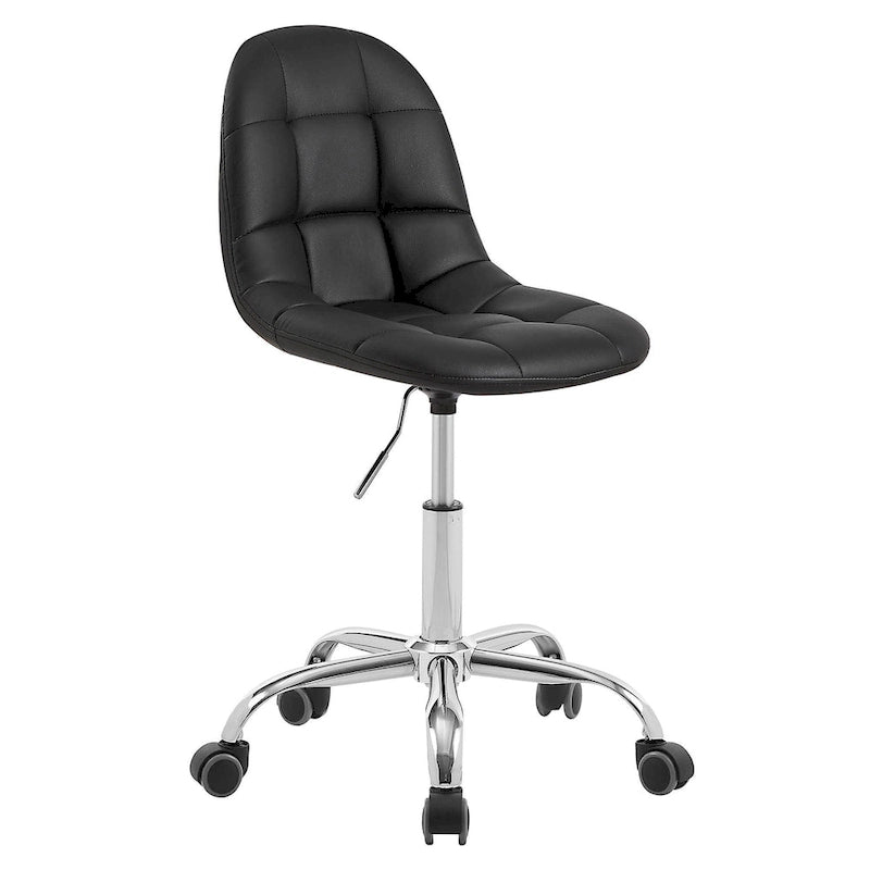 Silla de oficina ajustable con ruedas, individual, moderna, sin brazos, en blanco y negro
