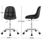 Silla de oficina ajustable con ruedas, individual, moderna, sin brazos, en blanco y negro