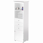 Gabinete de almacenamiento independiente blanco/negro con 2 estantes, 3 cajones y armario, para 1 persona