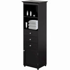 Gabinete de almacenamiento independiente blanco/negro con 2 estantes, 3 cajones y armario, para 1 persona