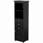 Gabinete de almacenamiento independiente blanco/negro con 2 estantes, 3 cajones y armario, para 1 persona