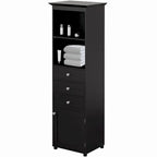 Gabinete de almacenamiento independiente blanco/negro con 2 estantes, 3 cajones y armario, para 1 persona