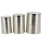Metal Ribbed or Metallic Ribbed Drum Side End Accent Table - Set of 3 Silver or Gold - Roche River Decor