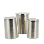 Mesa auxiliar de tambor acanalada oro/plata, juego de 3