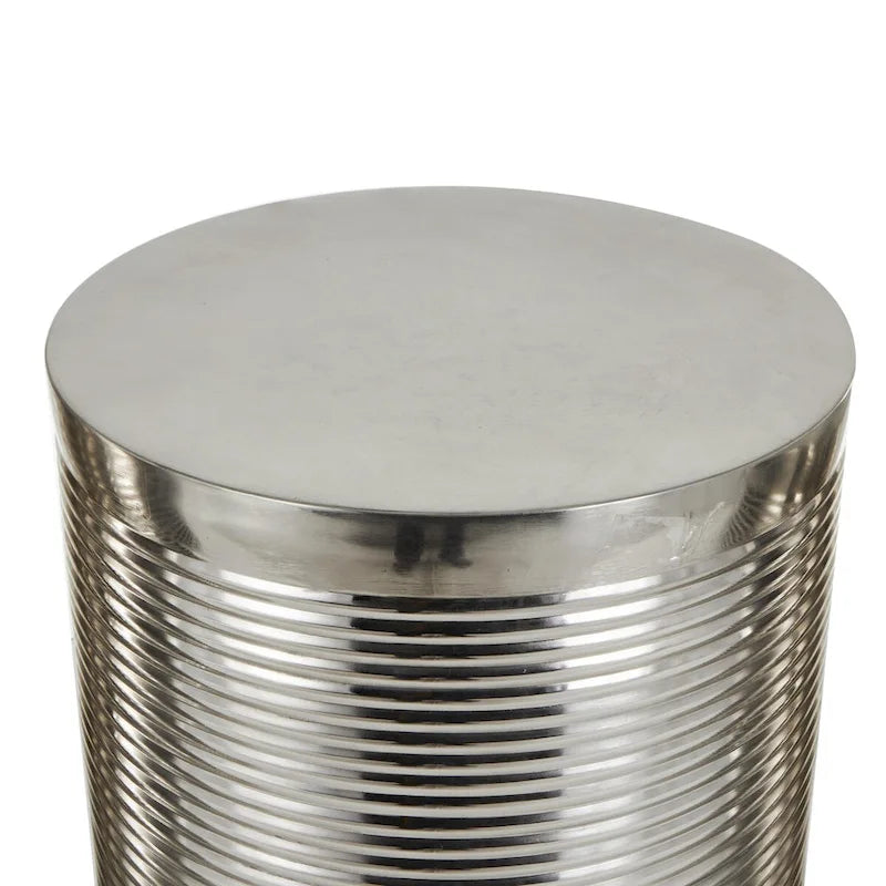Mesa auxiliar de tambor acanalada oro/plata, juego de 3