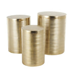 Mesa auxiliar de tambor acanalada oro/plata, juego de 3